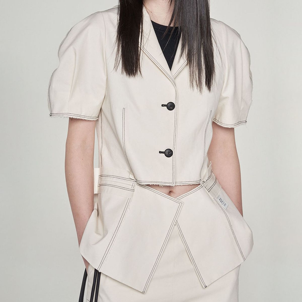 래코드(RECODE) [여성] Voluminous Sleeve Linen Jacket _RQJAM23549IVX
