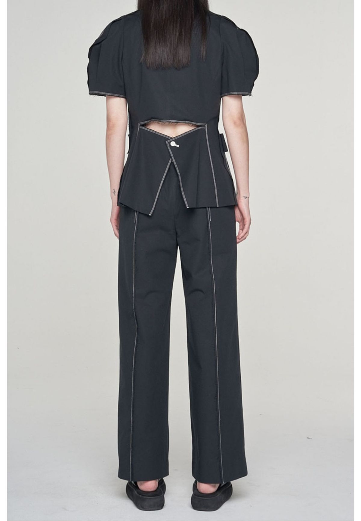 래코드(RECODE) [여성] Two Buttons Linen Wide Pants_RQPAS23546BKX