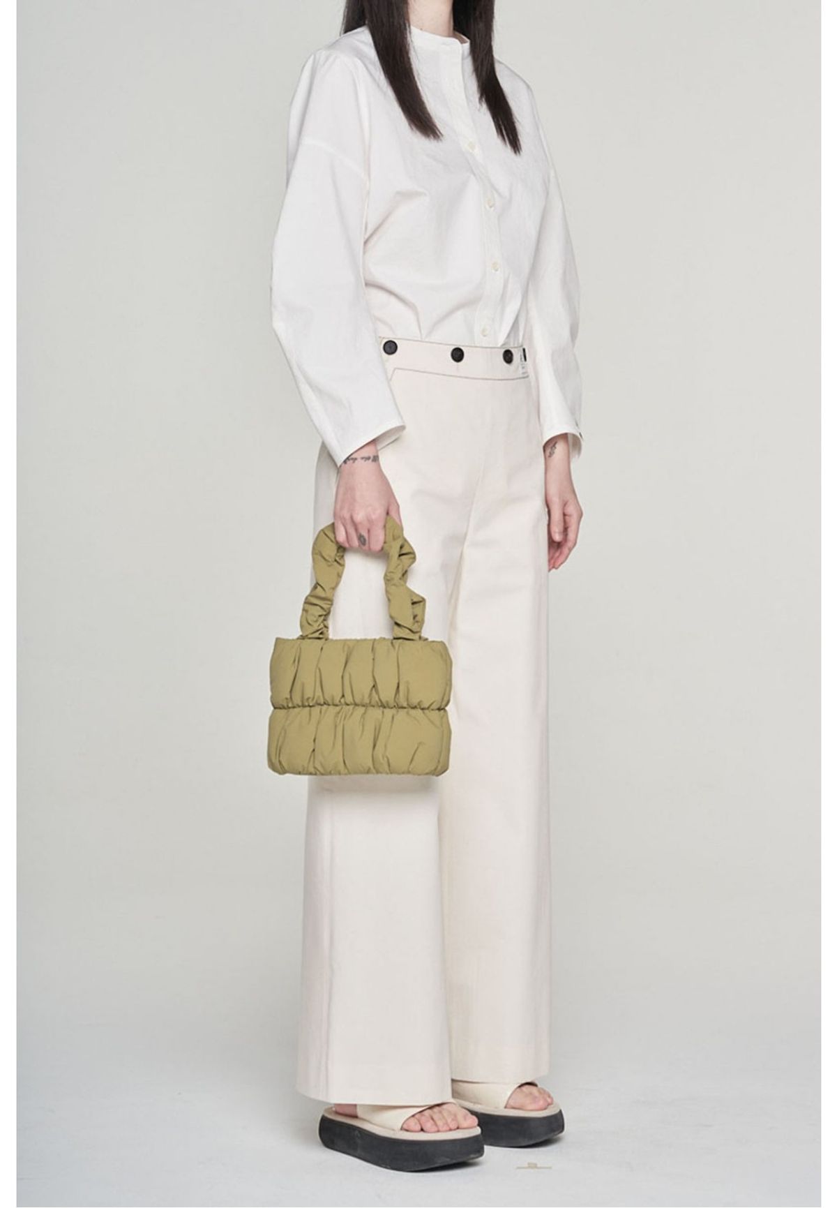 래코드(RECODE) [여성] Two Buttons Linen Wide Pants_RQPAS23546IVX