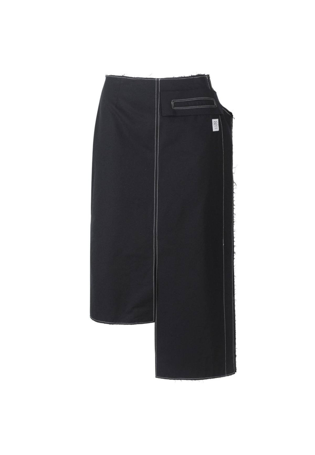 래코드(RECODE) [여성] Asymmetry Linen Midi Skirt_RQKAM23558BKX