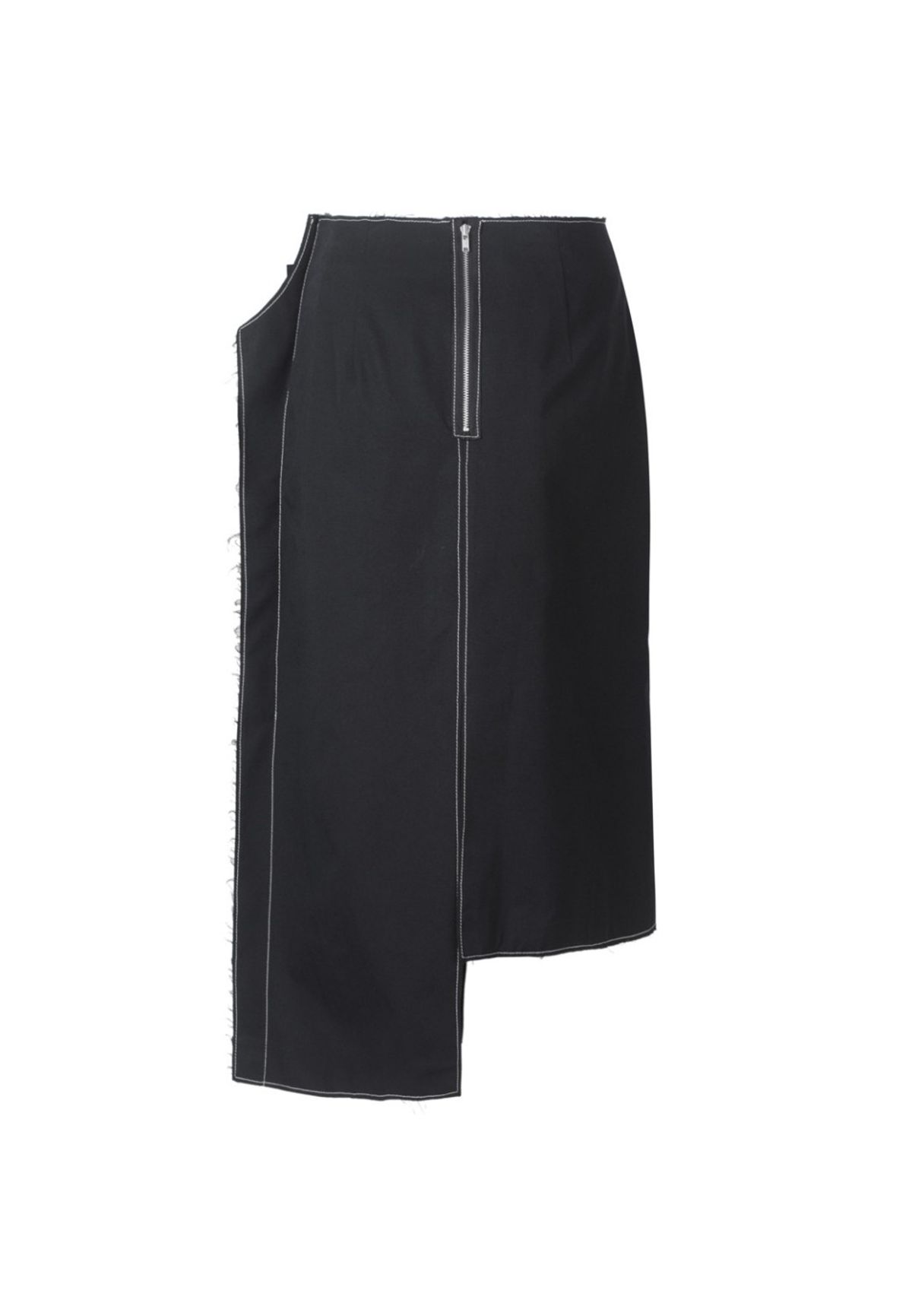 래코드(RECODE) [여성] Asymmetry Linen Midi Skirt_RQKAM23558BKX
