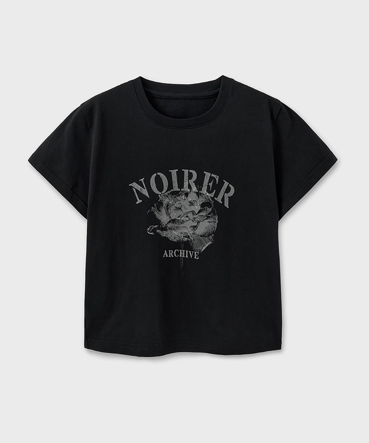 노이어 포 우먼(NOIRER FOR WOMAN) 아카이브 프린트 크롭 티셔츠 (블랙)
