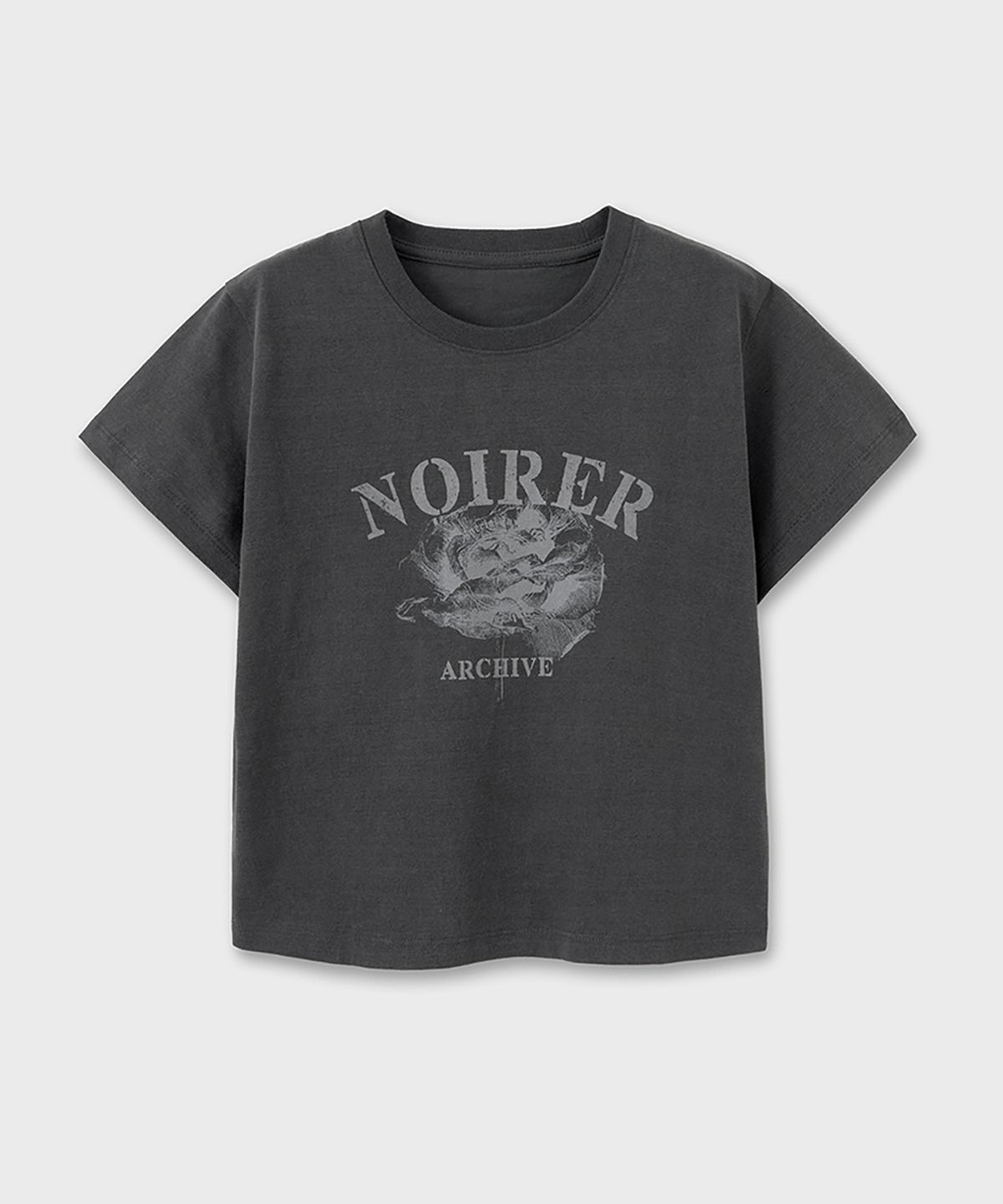 노이어 포 우먼(NOIRER FOR WOMAN) 아카이브 프린트 크롭 티셔츠 (그레이)