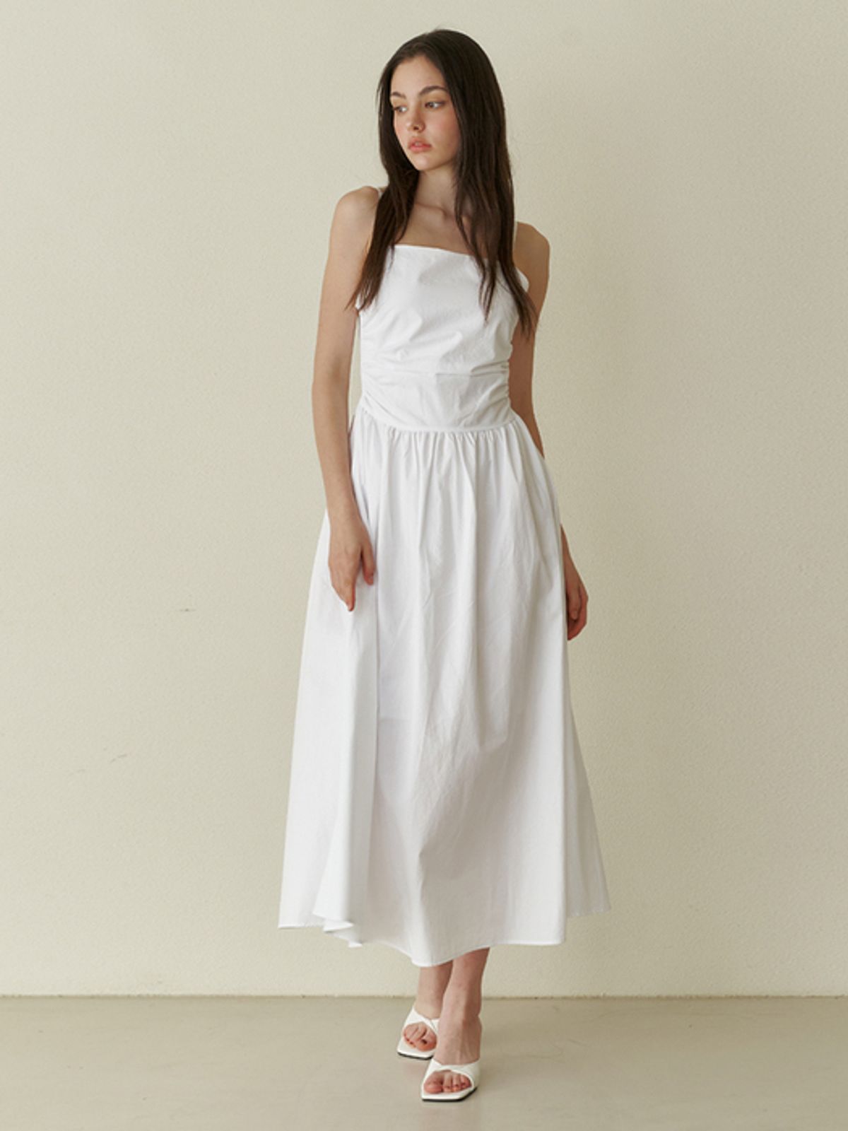 카인더베이비(KINDABABY) Pure semi shirring long dress - white