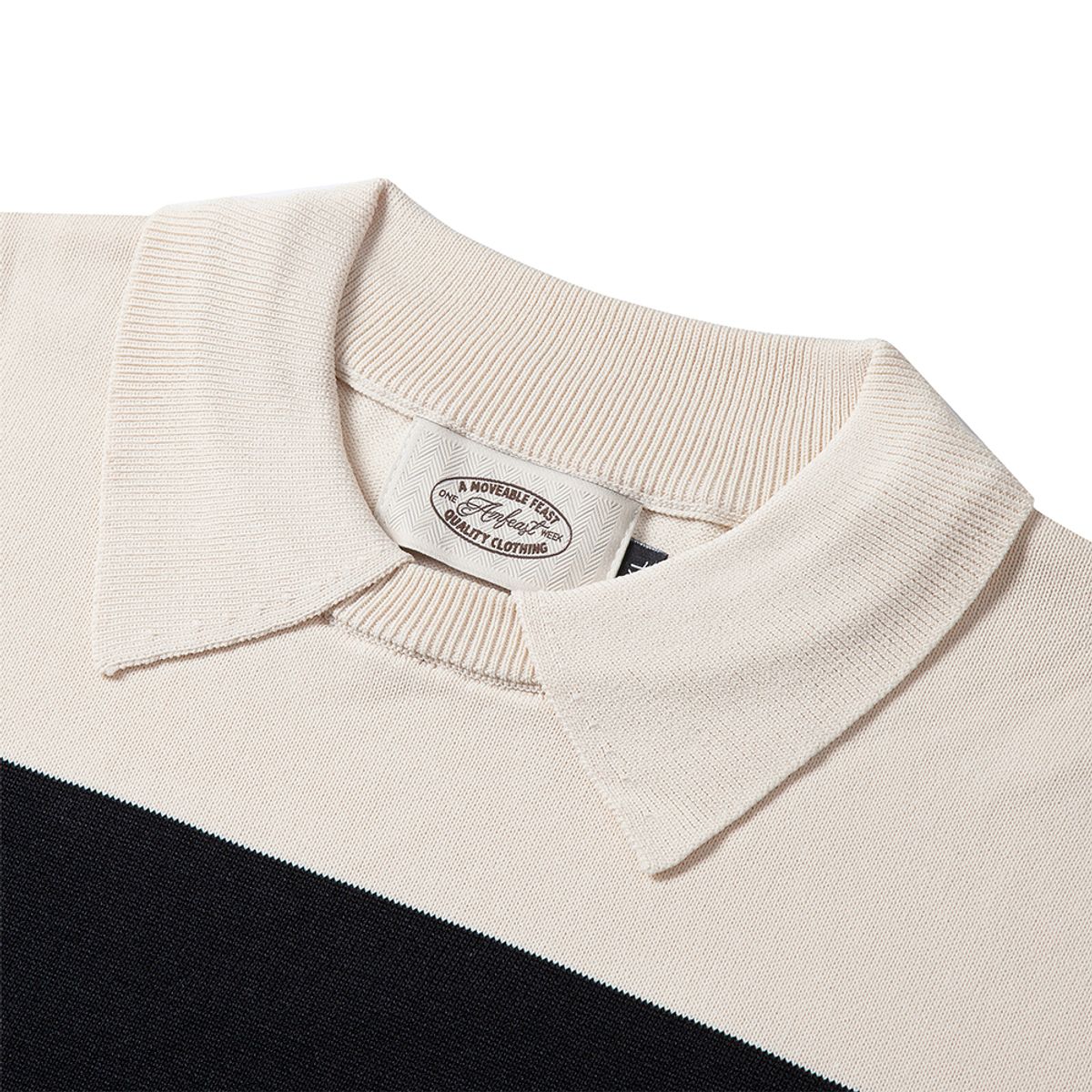 암피스트(AMFEAST) Striped Round Collar Knitwear Black