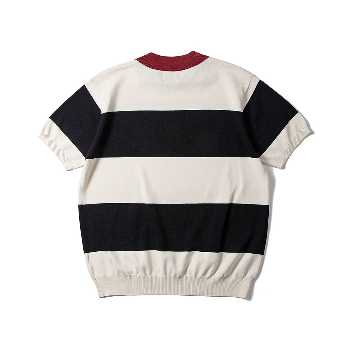 암피스트(AMFEAST) Striped Round Collar Knitwear Black&Burgundy