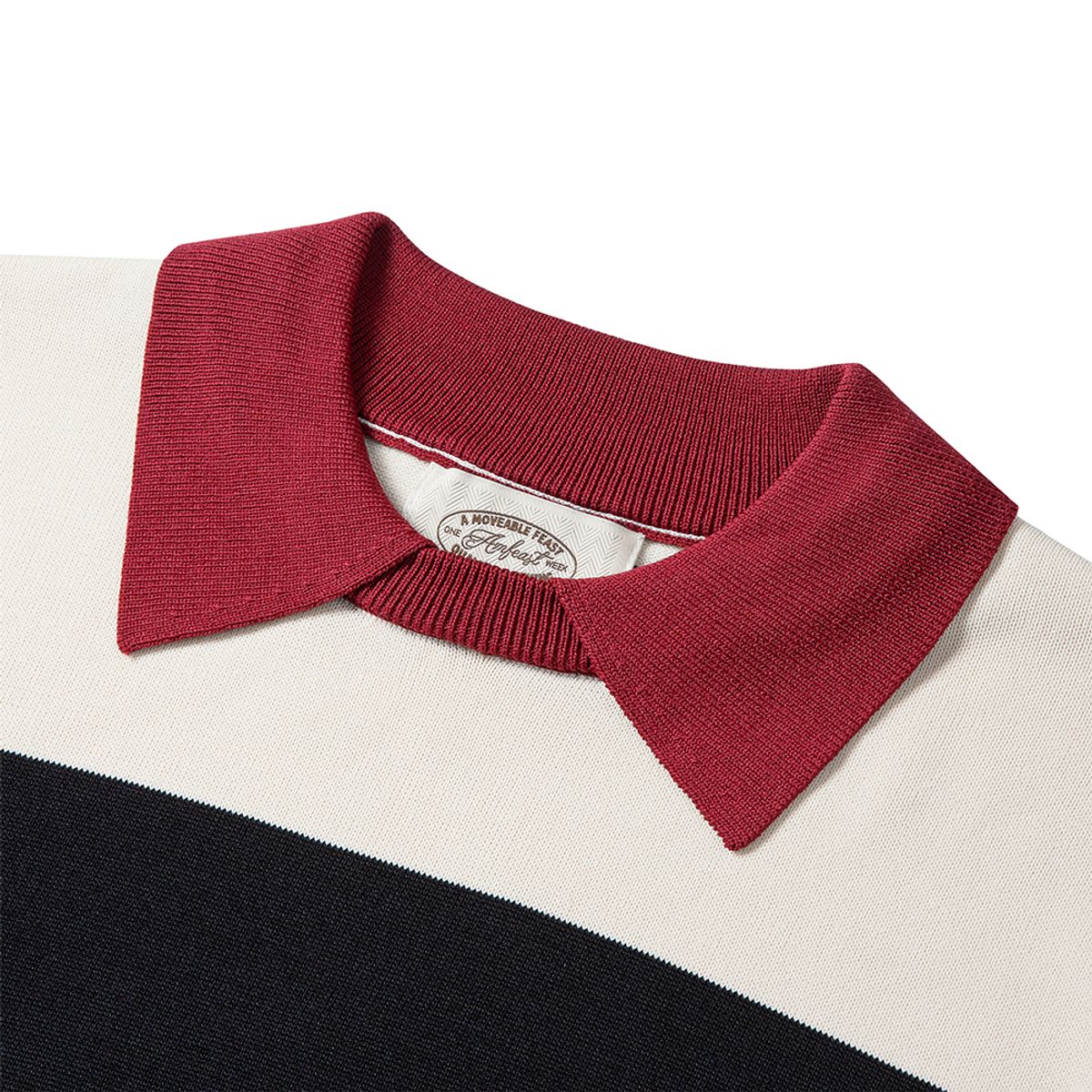 암피스트(AMFEAST) Striped Round Collar Knitwear Black&Burgundy