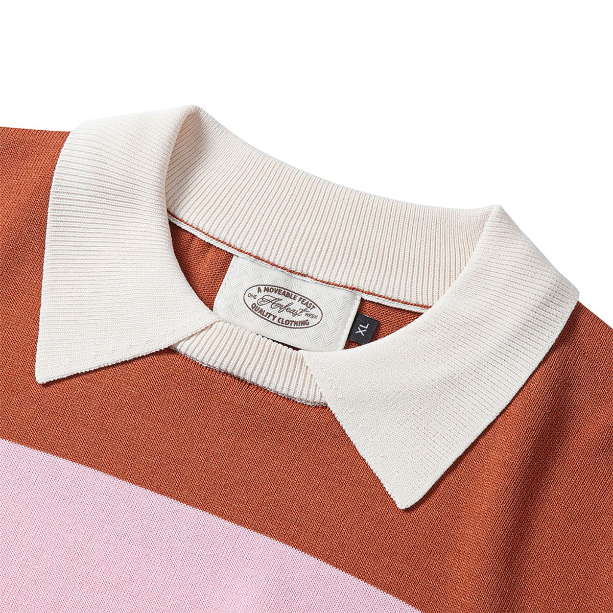 암피스트(AMFEAST) Striped Round Collar Knitwear Brown&Pink