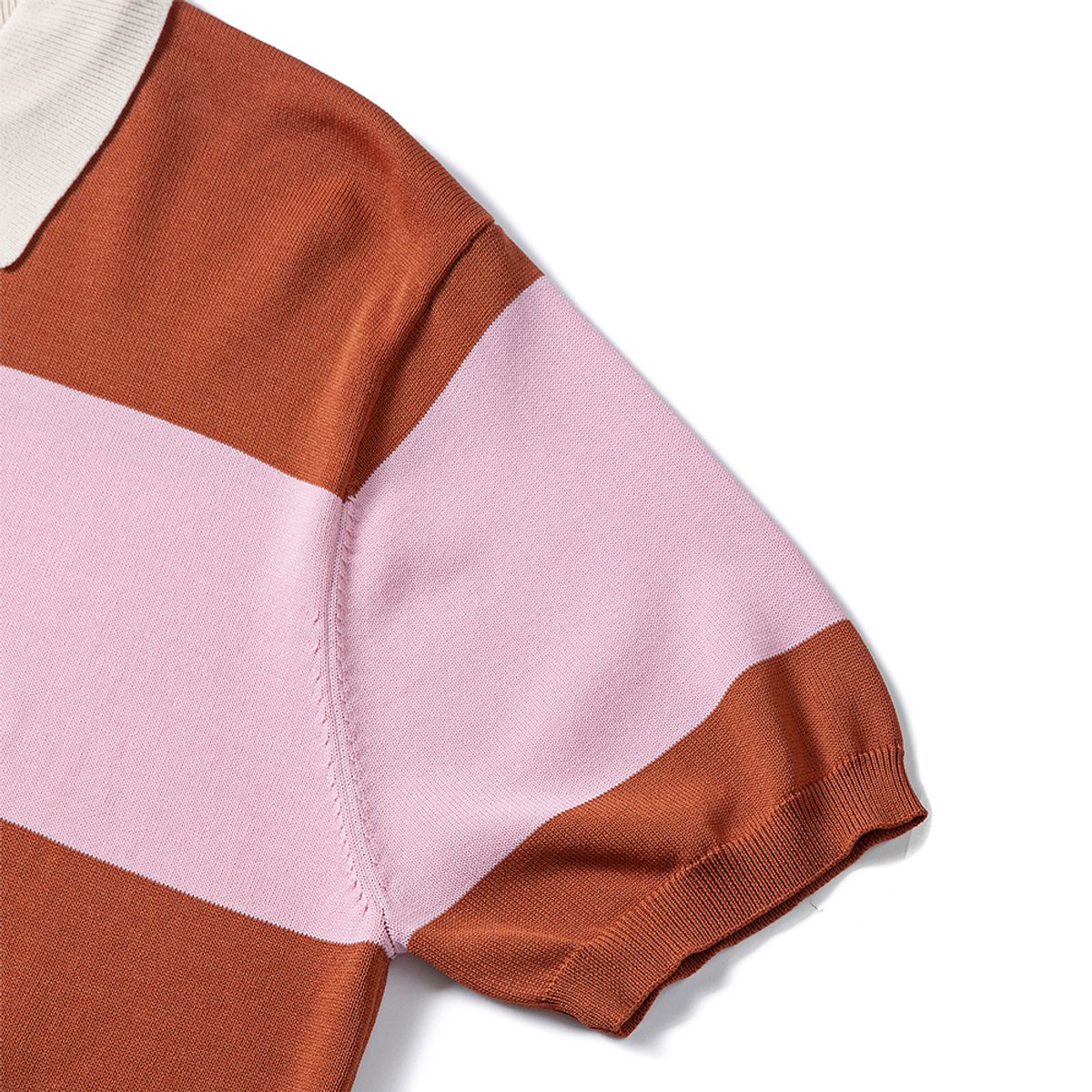 암피스트(AMFEAST) Striped Round Collar Knitwear Brown&Pink