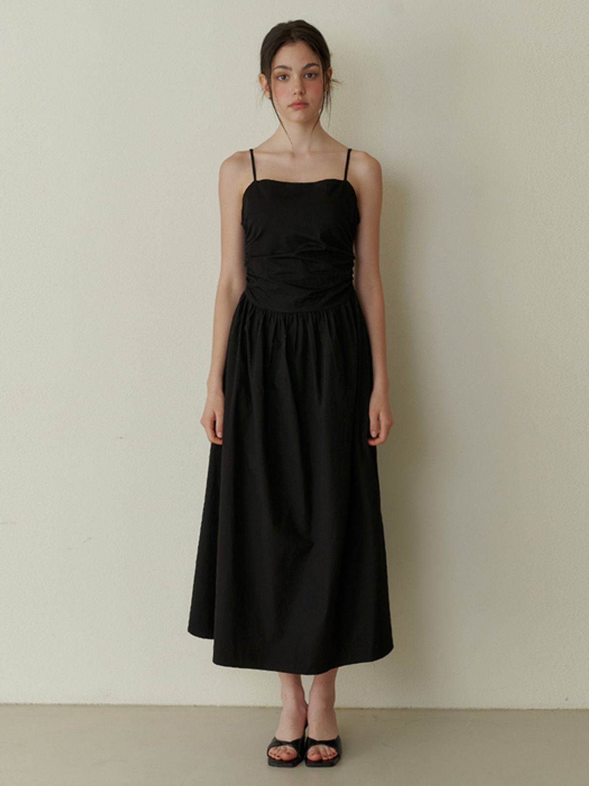 카인더베이비(KINDABABY) Pure semi shirring long dress - black
