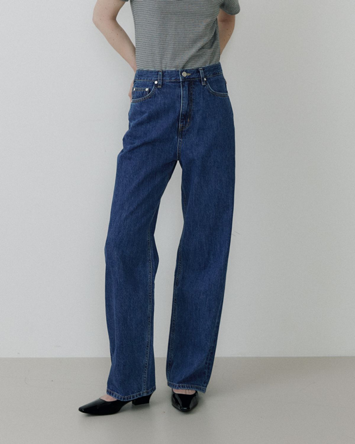 블루브릭(BLUEBRICK) Wide denim (dark blue)