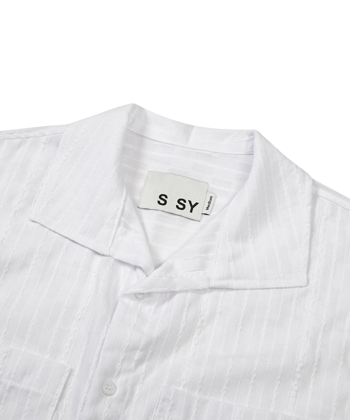 에스에스와이(SSY) 크로쉐 오픈카라 하프셔츠 화이트