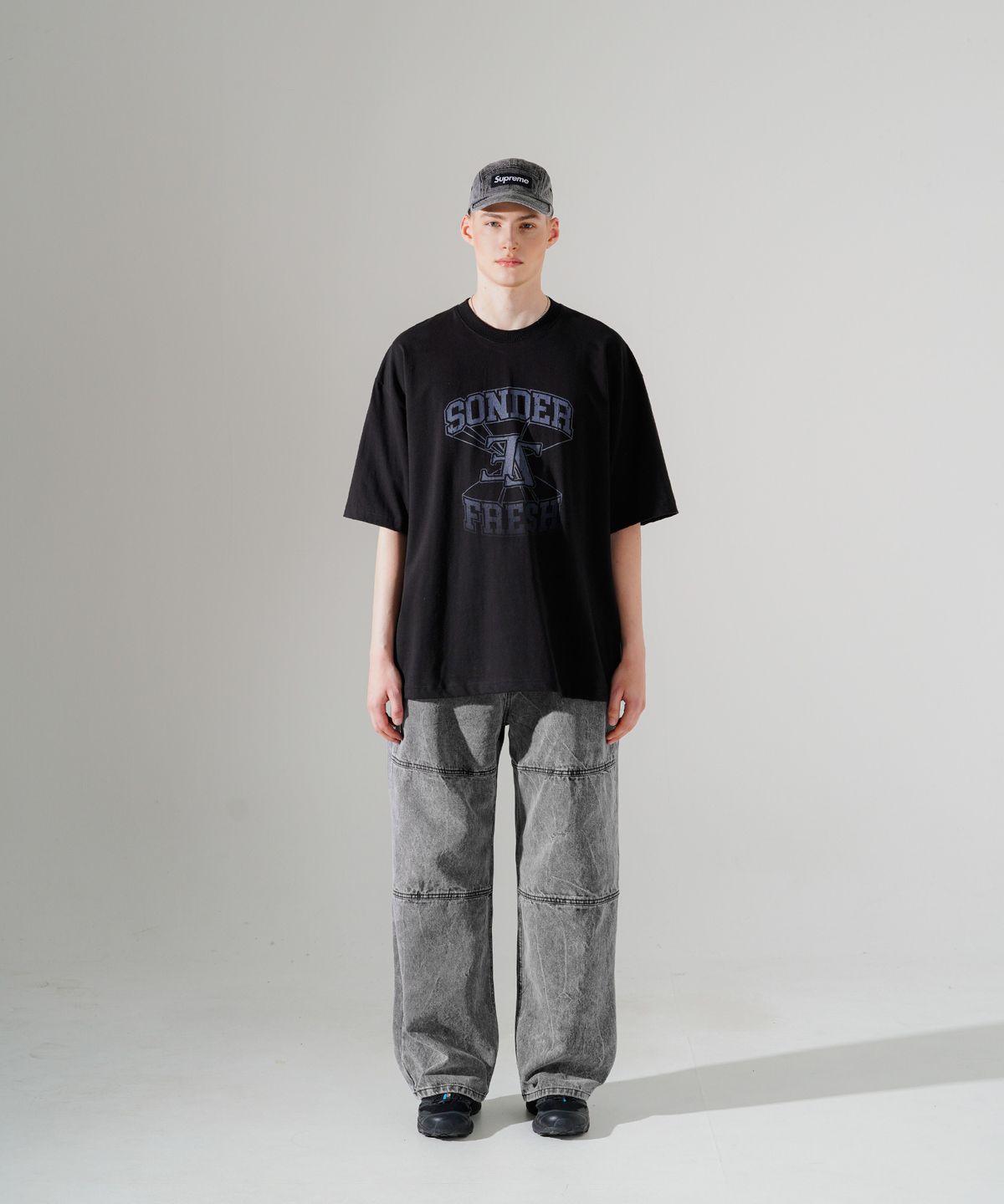 에즈카톤(EZKATON) 유즈드 워싱 와이드 데님팬츠 빈티지그레이 SHLP6712