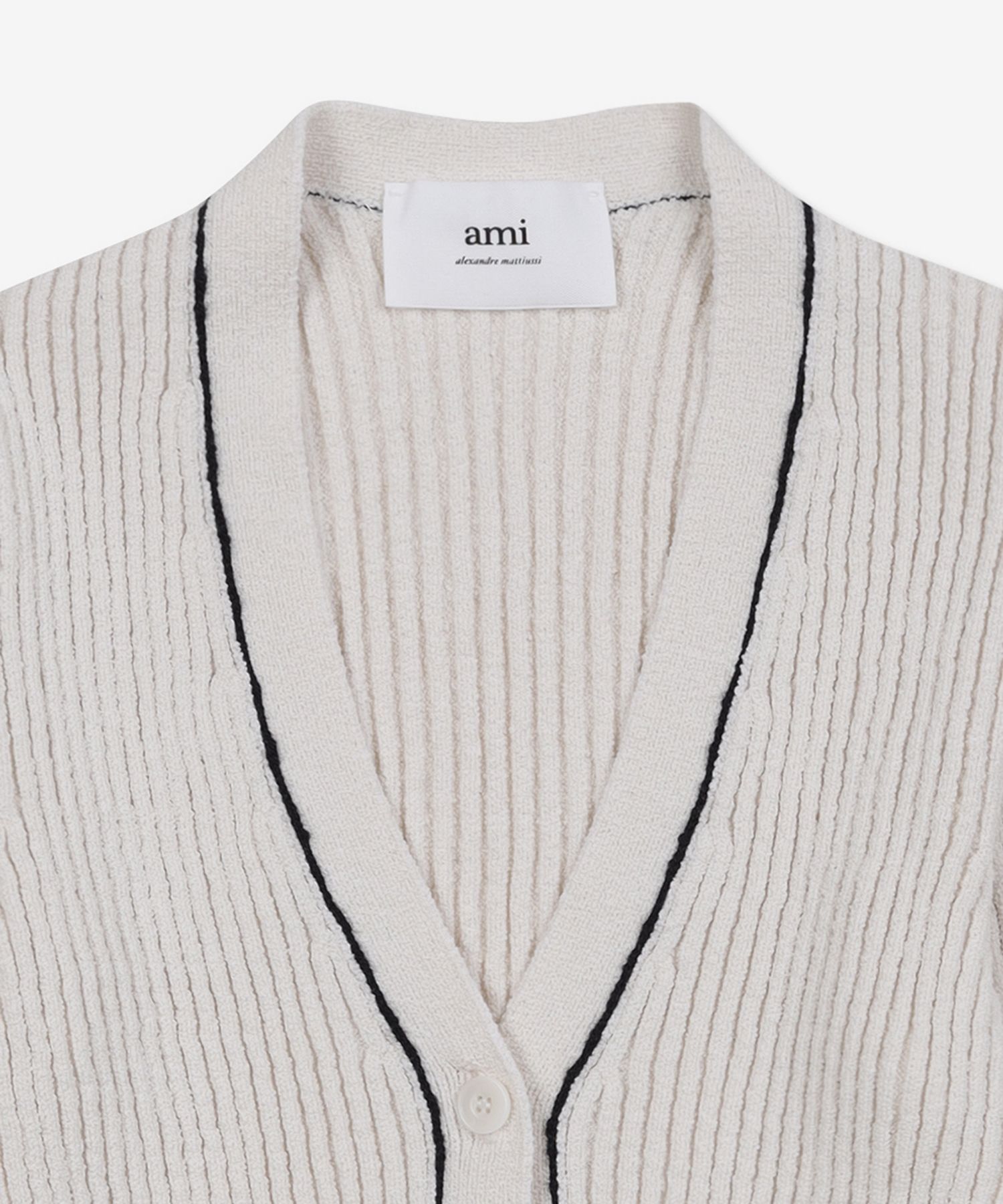 ★AMI PARIS★ Crop rib cardigan natural FKC012KN0007168 MUSINSA | AMI Crop rib cardigan - Natural / FKC012KN0007168