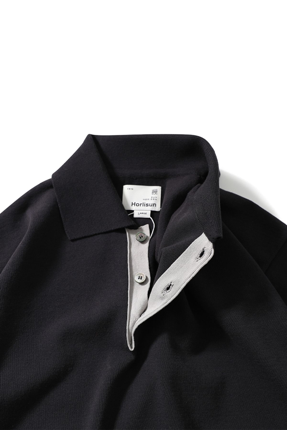 홀리선(HORLISUN) Dana Cotton Pullover Collar Knit Ash Black