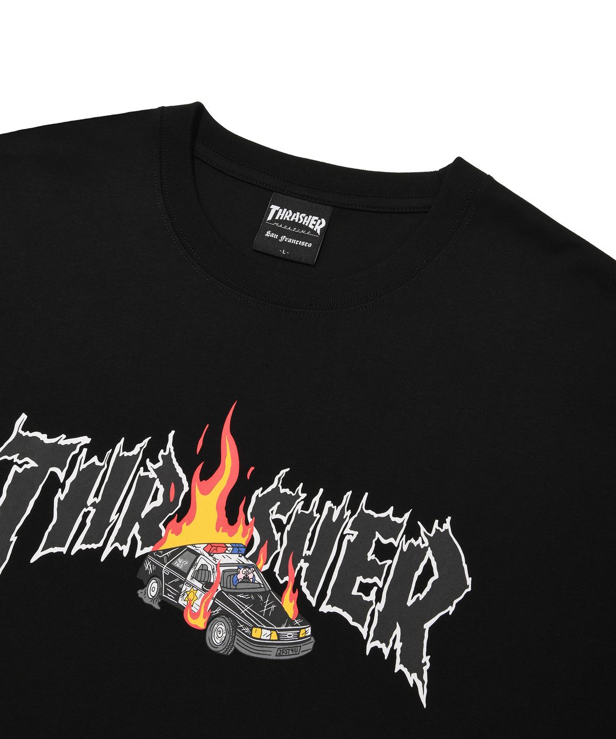 트레셔(THRASHER) 버닝카 반팔 티셔츠 블랙