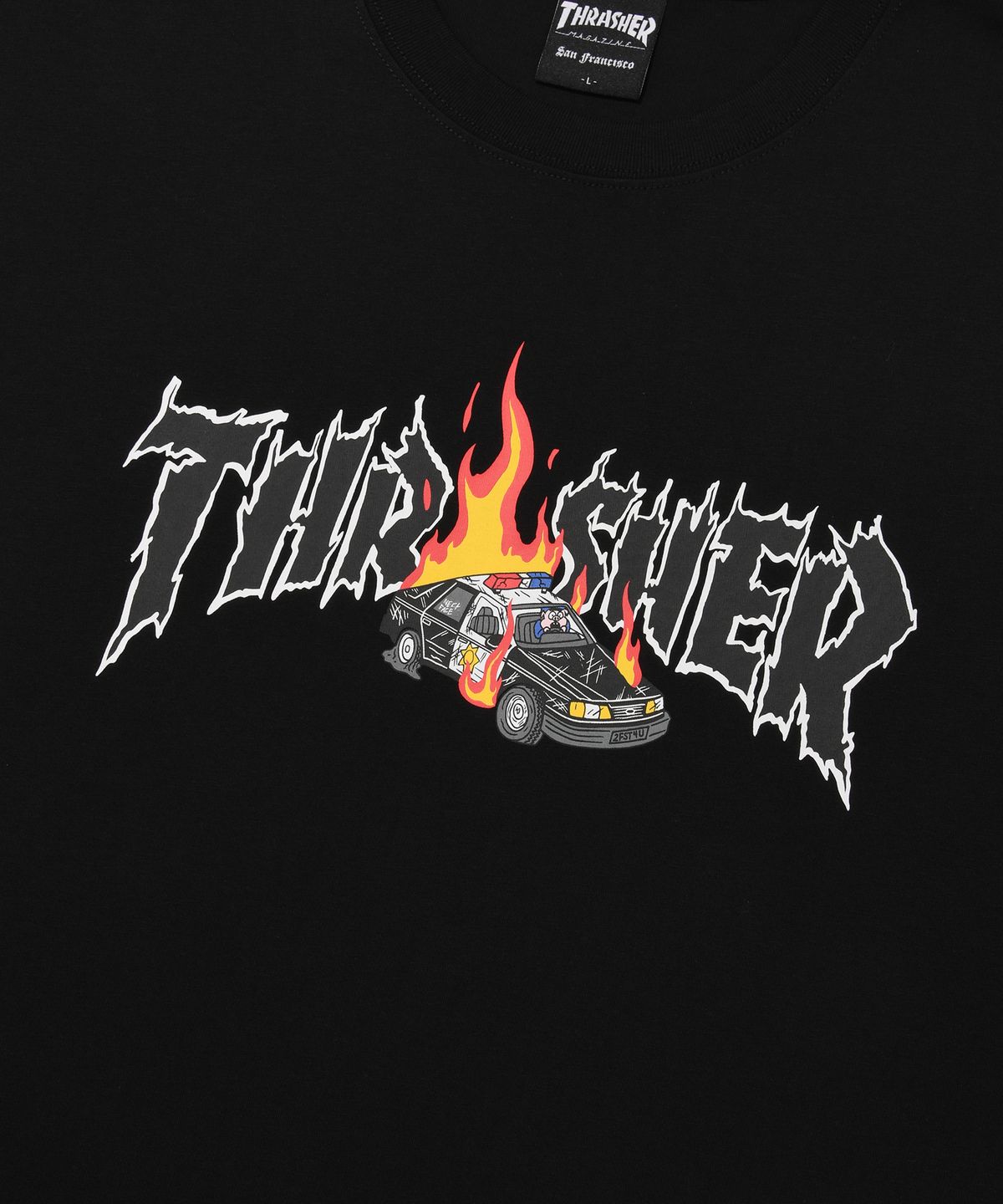 트레셔(THRASHER) 버닝카 반팔 티셔츠 블랙
