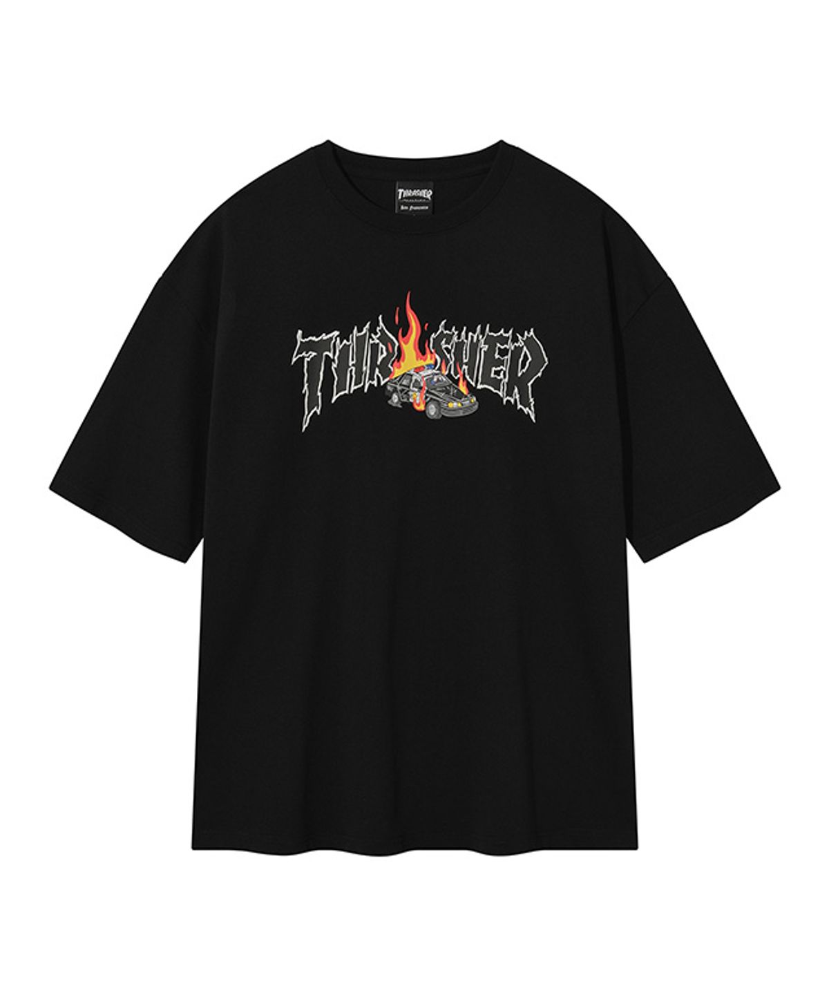 트레셔(THRASHER) 버닝카 반팔 티셔츠 블랙