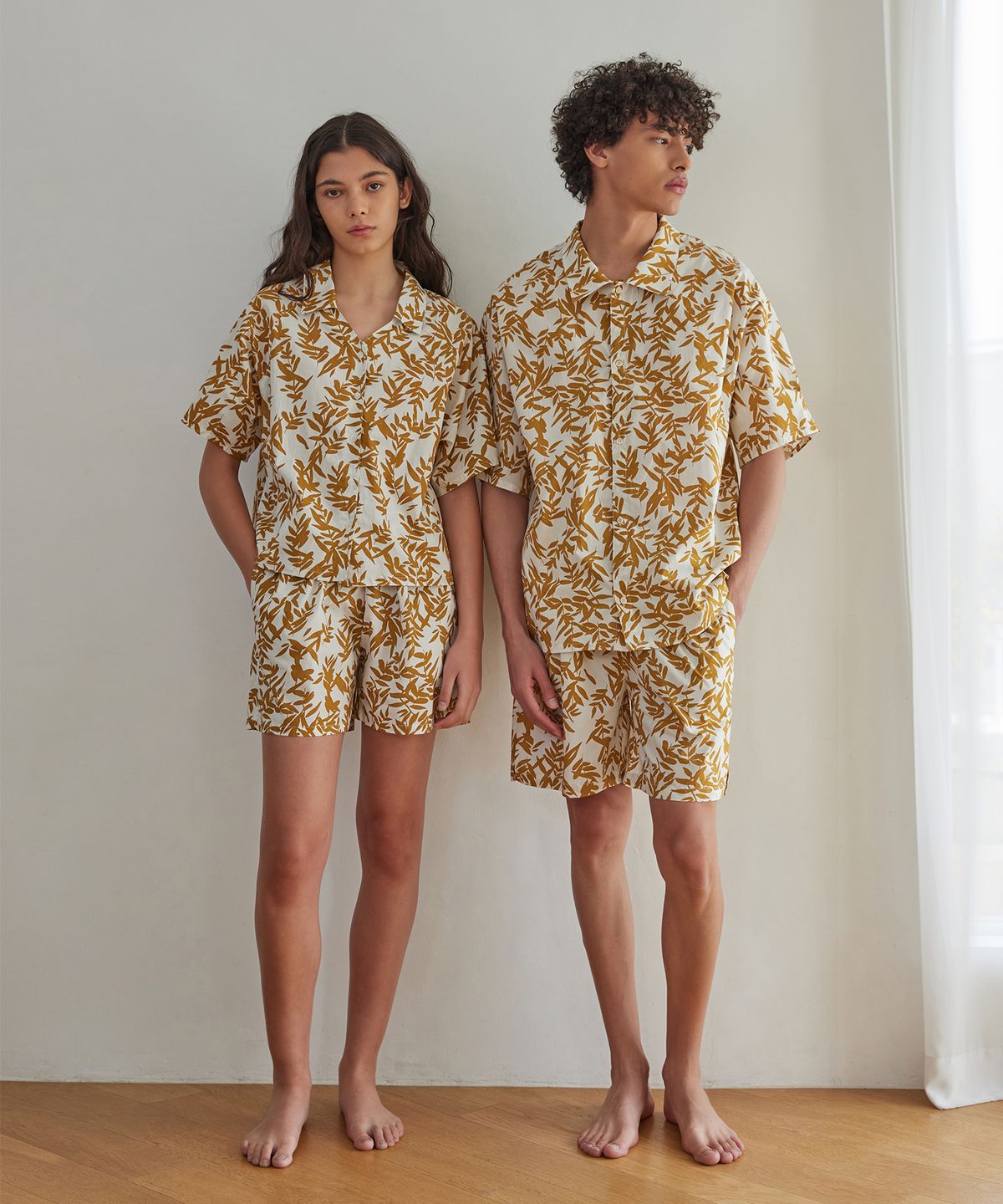 아템포(ATEMPO) BALI PAJAMA COUPLE SET_leaf coconut