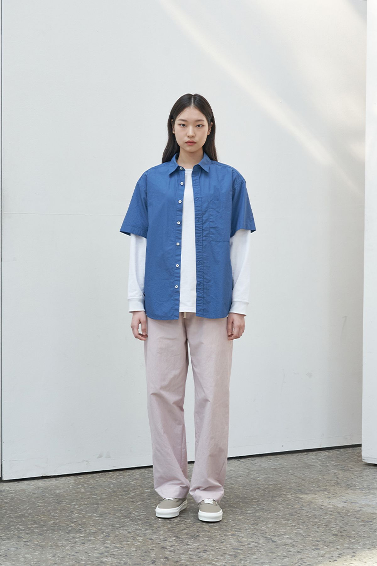 홀리선(HORLISUN) Poole Extra Typewriter Shirt Prussian Blue