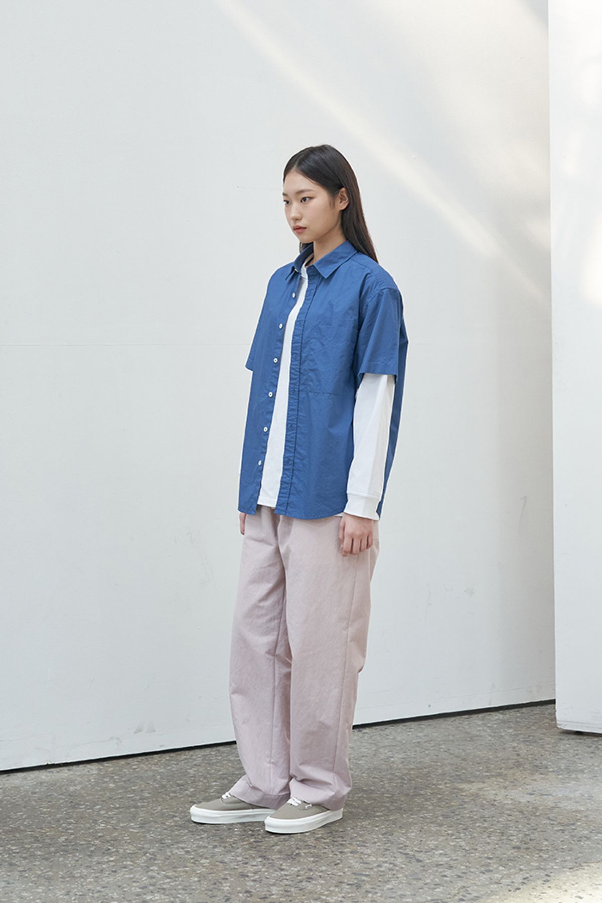 홀리선(HORLISUN) Poole Extra Typewriter Shirt Prussian Blue