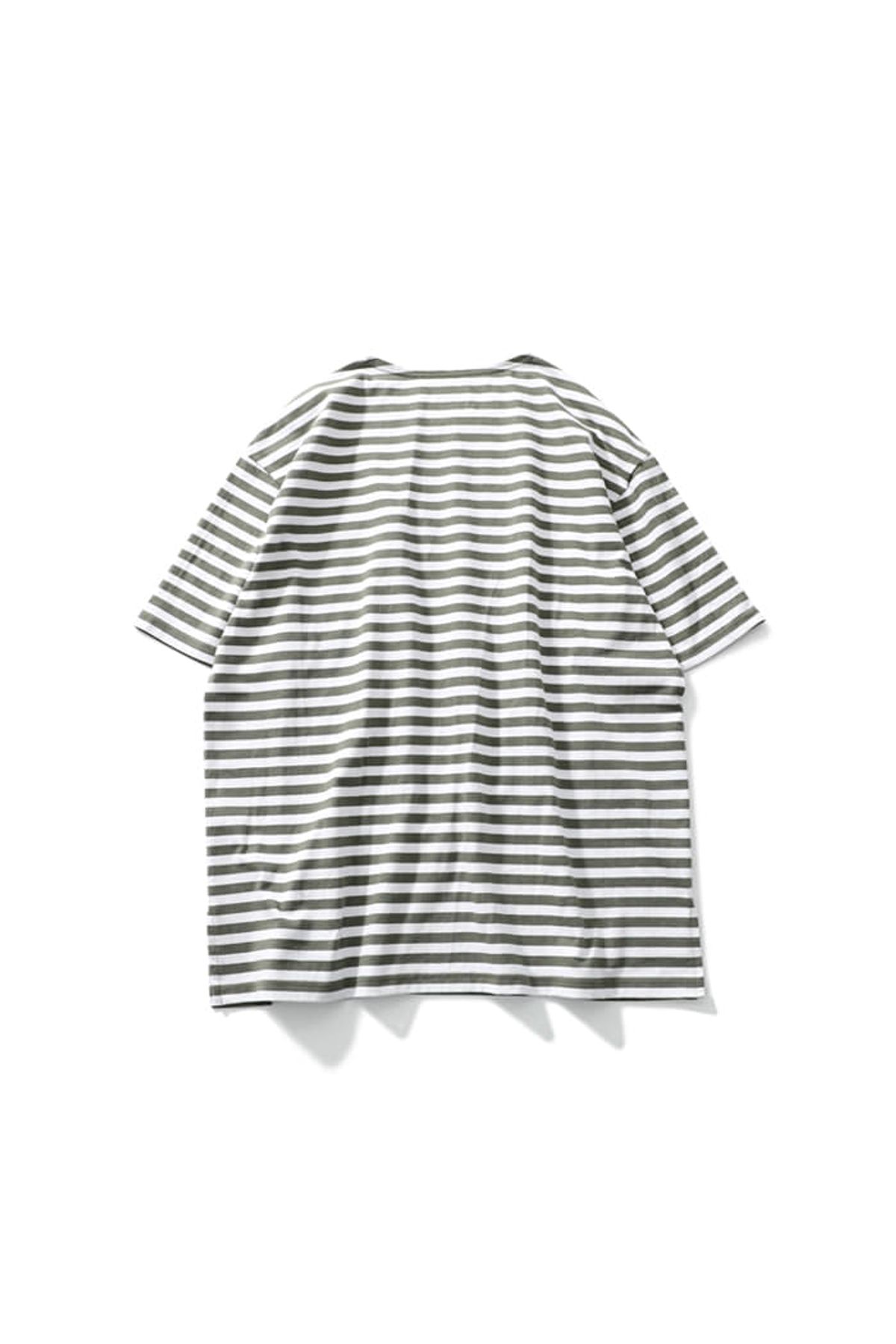 홀리선(HORLISUN) Union Short Sleeve Stripe T-shirt Olive