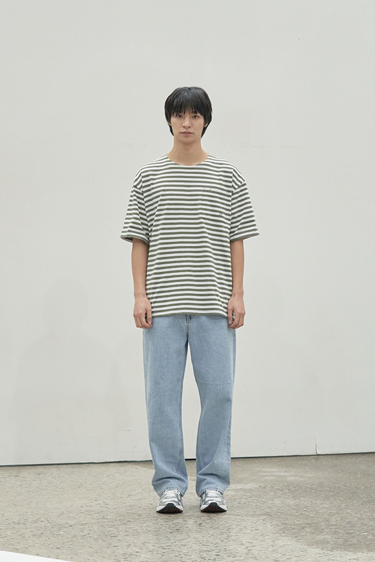 홀리선(HORLISUN) Union Short Sleeve Stripe T-shirt Olive