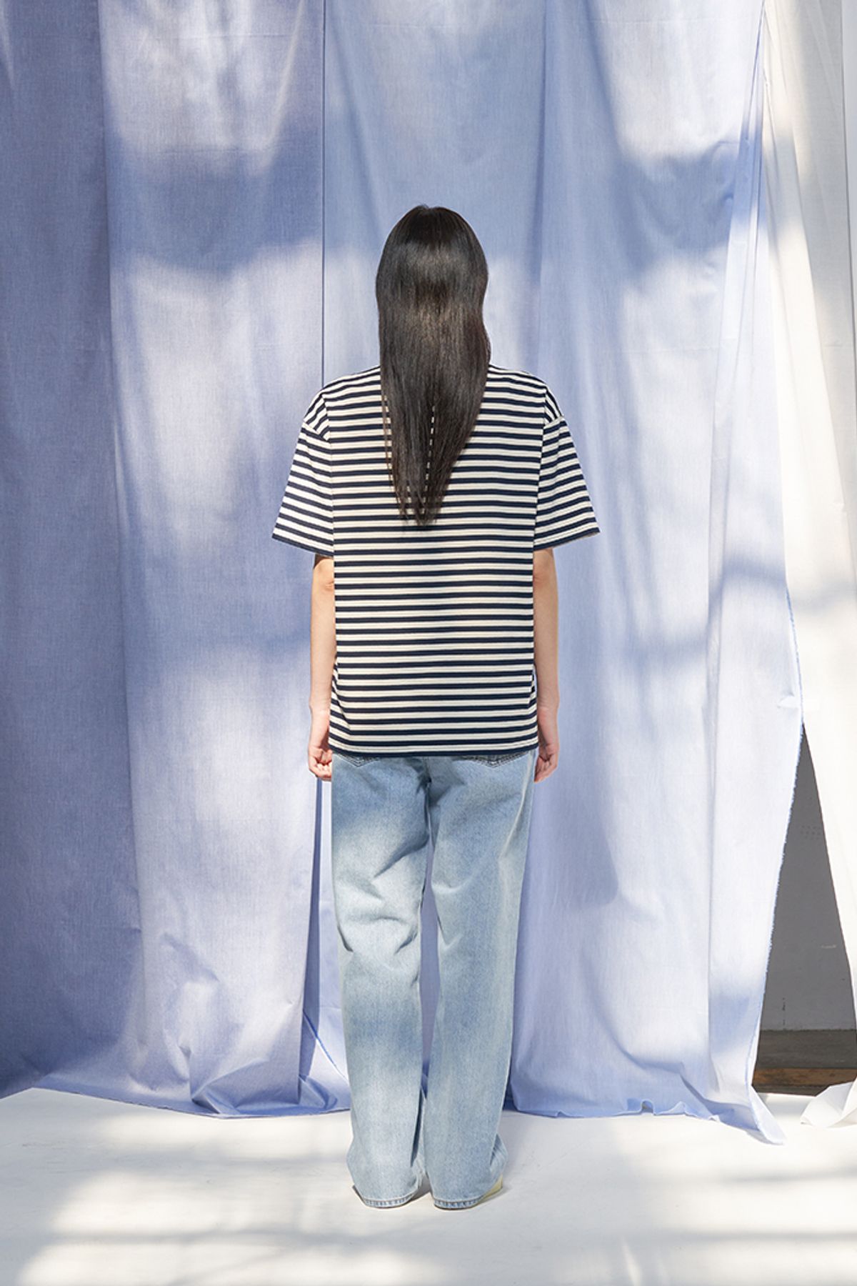 홀리선(HORLISUN) Union Short Sleeve Stripe T-shirt Navy