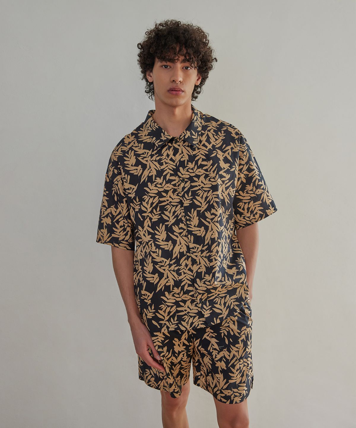 아템포(ATEMPO) BALI PAJAMA COUPLE SET_leaf sugarblack