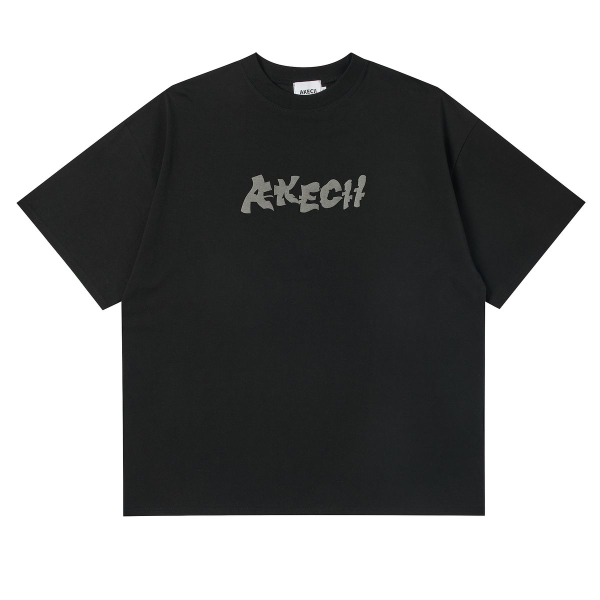 아케시(AKECII) 오버핏 엠보 반팔티 블랙