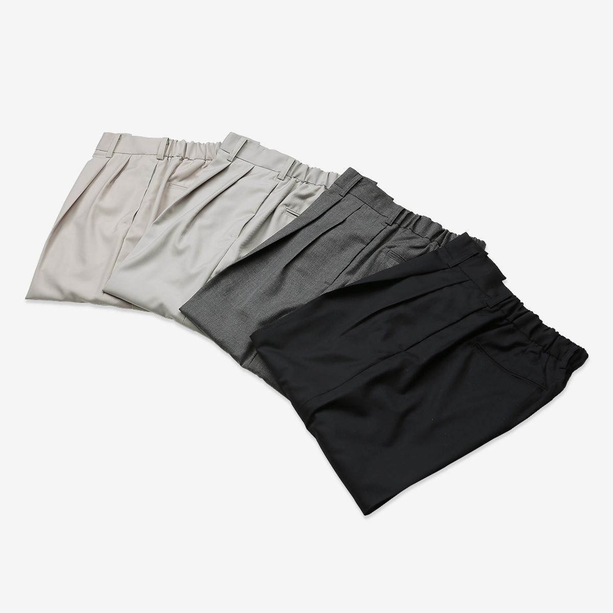 솔티(SORTIE) Essential Banding Wide Slacks (White Gray)