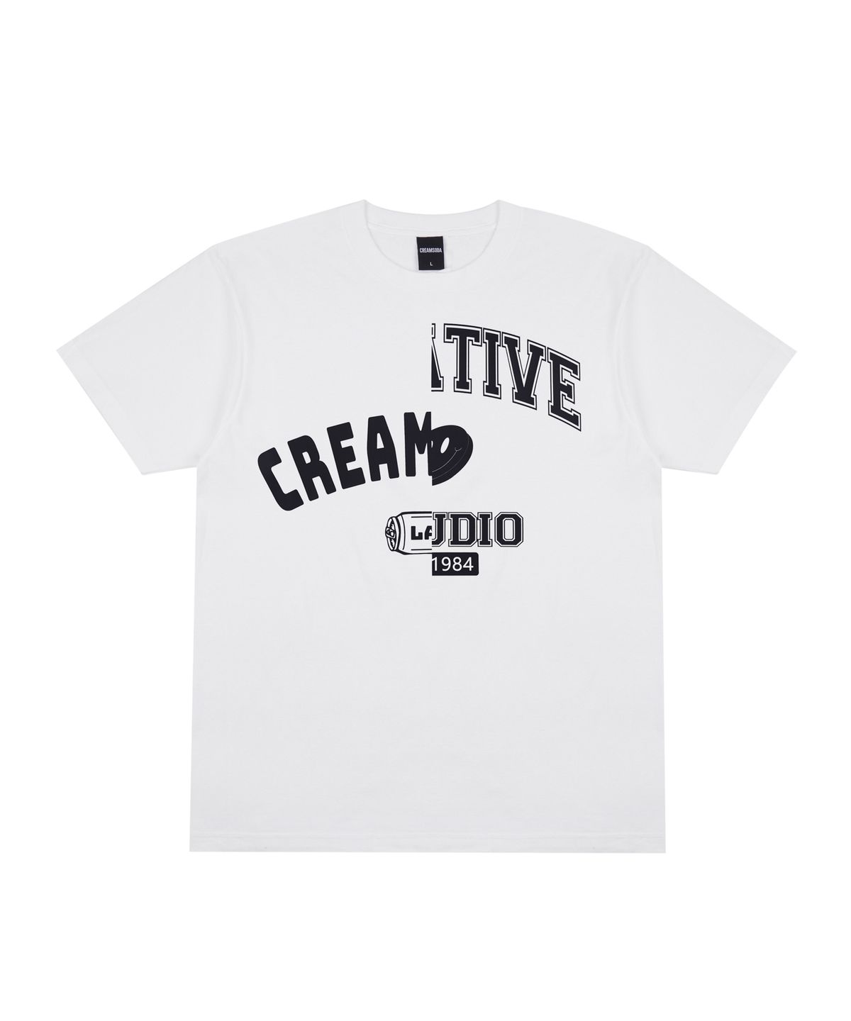 크림소다랩(CREAM SODA LAB) 1984 크리에이티브 반팔티 화이트 블랙