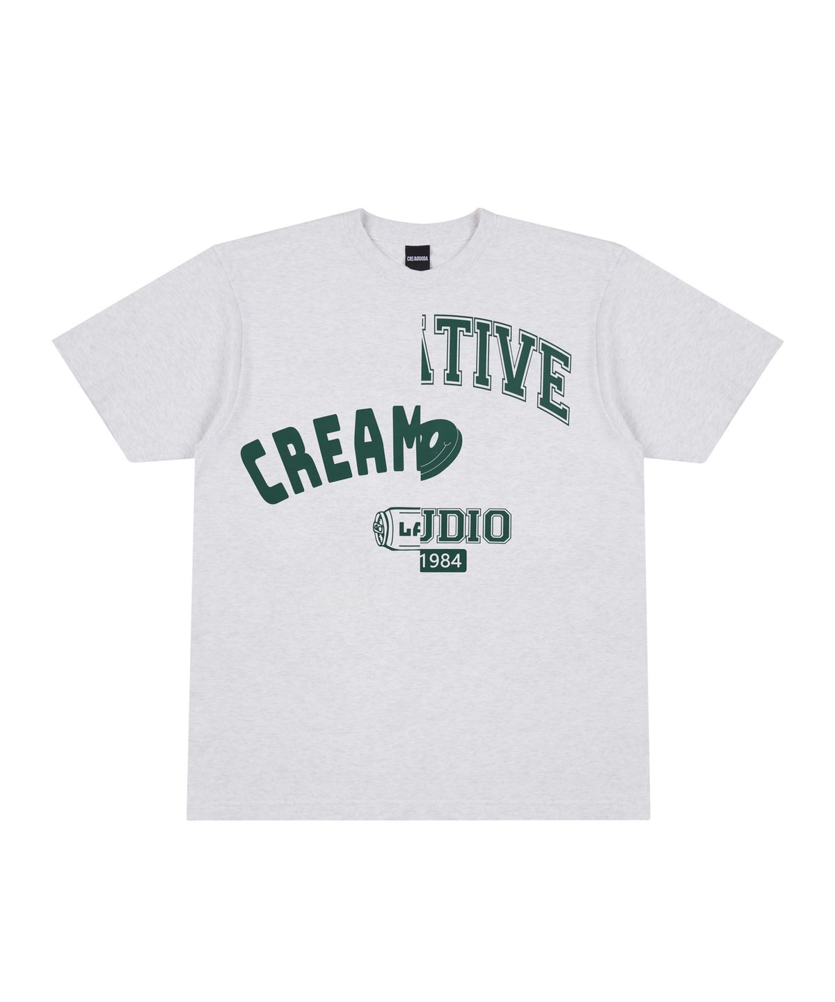 크림소다랩(CREAM SODA LAB) 1984 크리에이티브 반팔티 라이트 그레이 그린