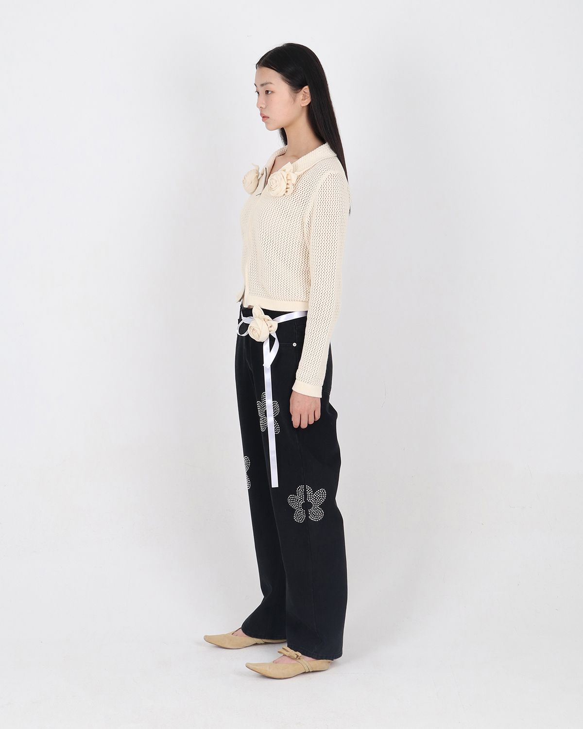플리즈프로젝트(PLZPROJECT) CORSAGE NET ZIP-UP KNIT