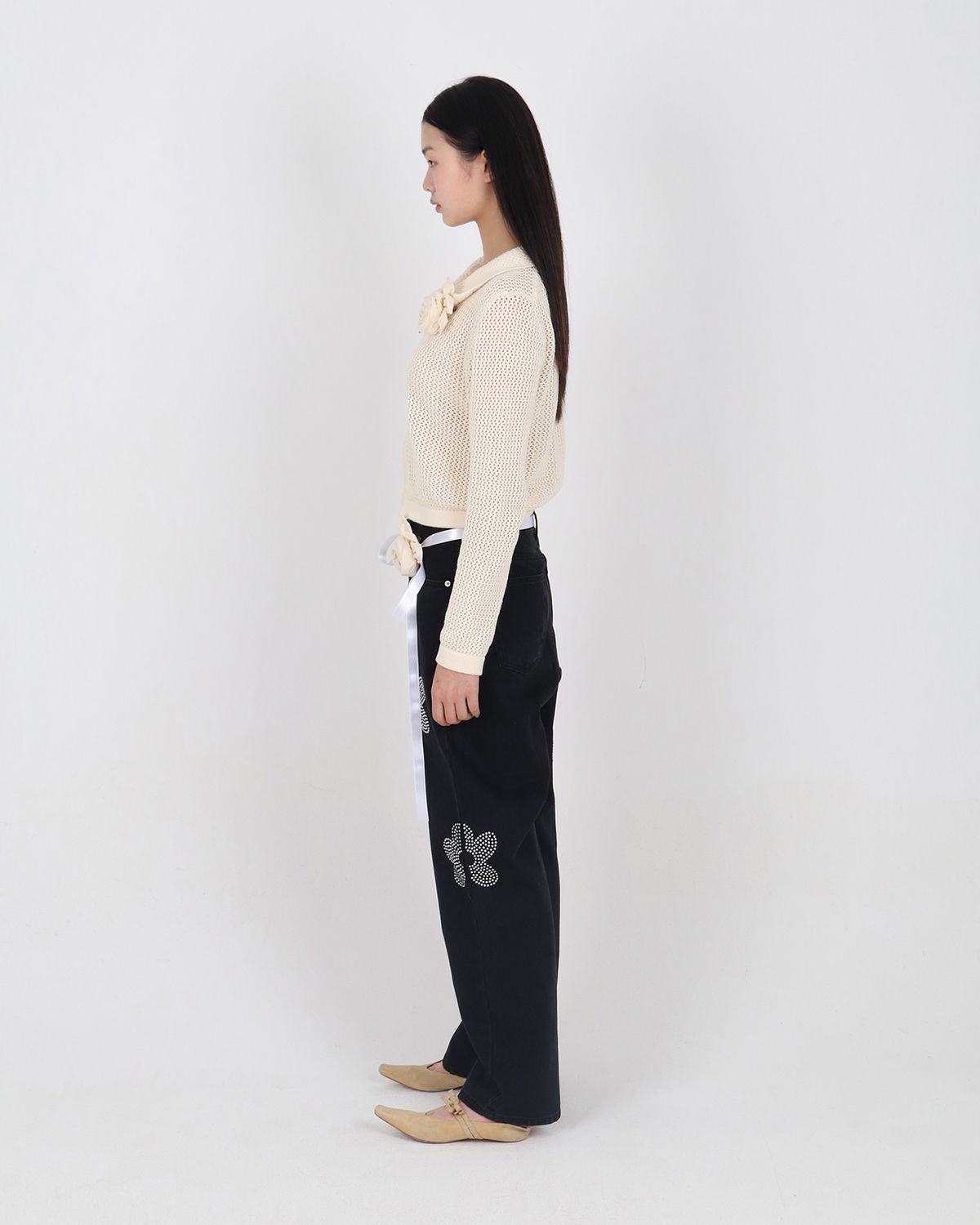 플리즈프로젝트(PLZPROJECT) CORSAGE NET ZIP-UP KNIT
