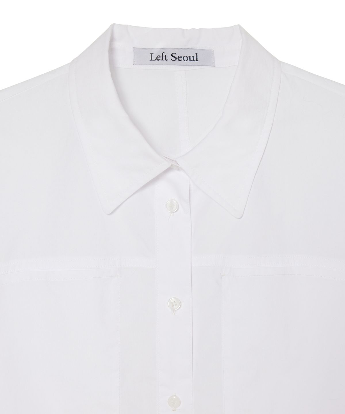 레프트서울(LEFTSEOUL) 스탠 칼라 더블포켓 코튼 셔츠 [화이트]