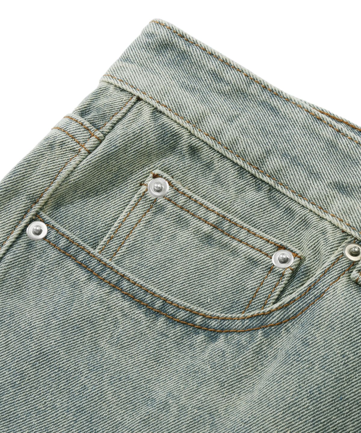 트릴리온(TRILLION) 바이오스톤 워싱 스트레이트 데님 팬츠 (BEIGE BLUE)