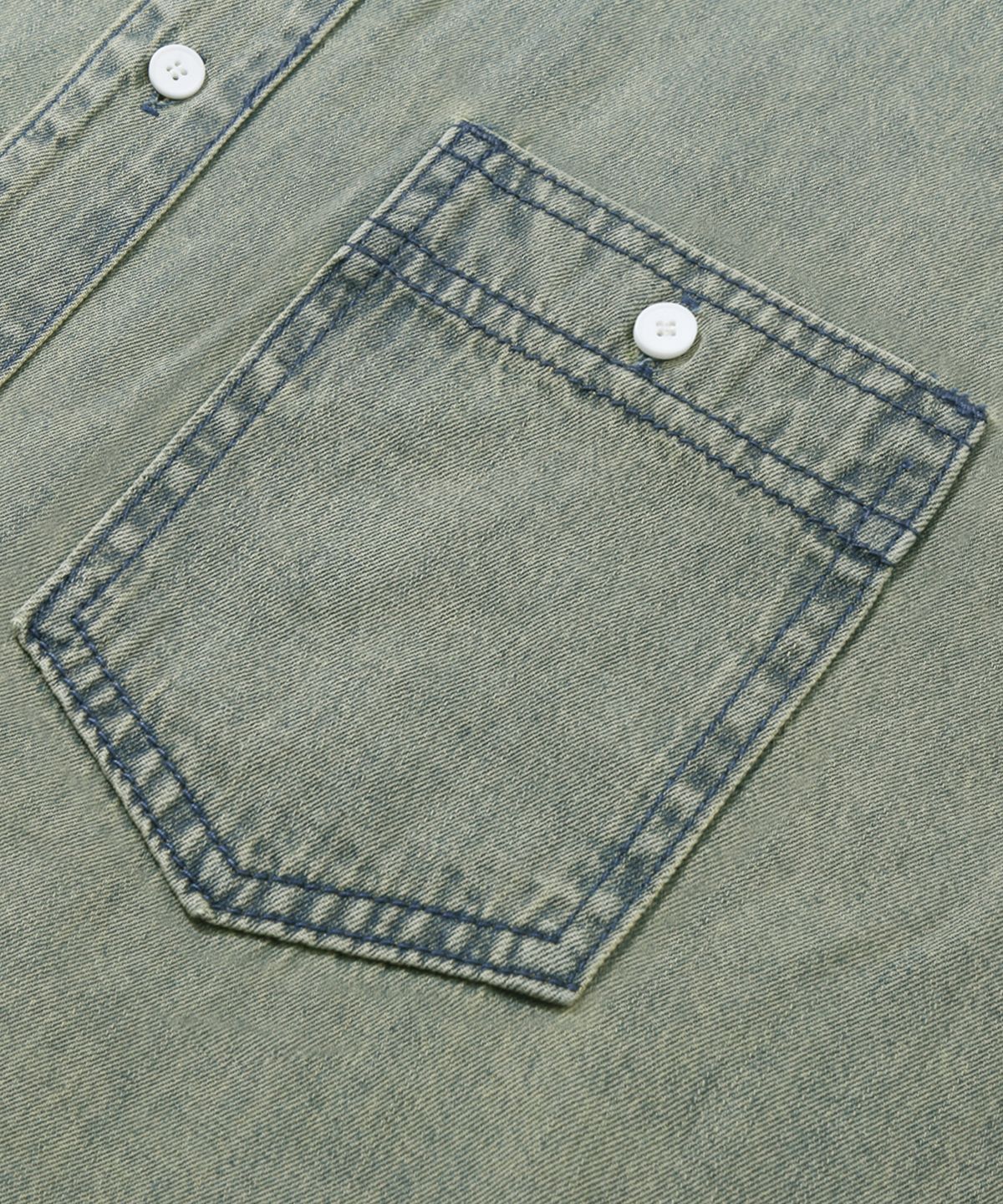트릴리온(TRILLION) 스톤 워싱 오버핏 데님 반팔 셔츠 (BEIGE BLUE)