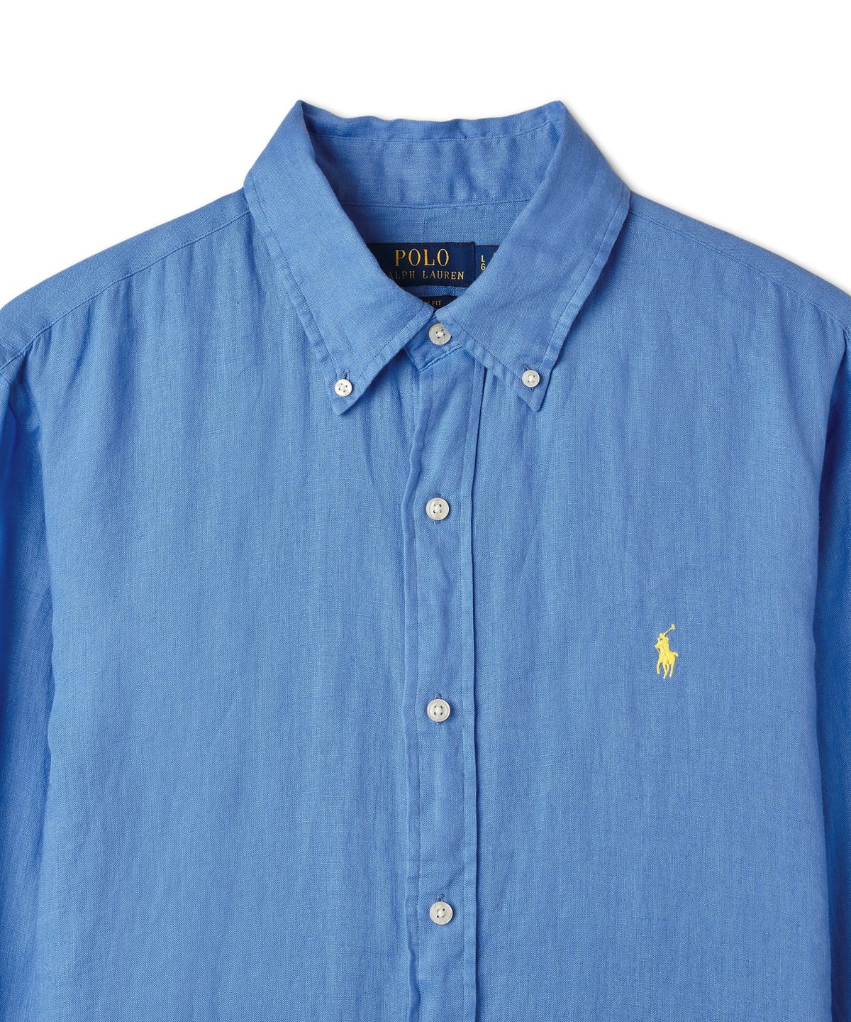폴로 랄프 로렌(POLO RALPH LAUREN) 커스텀 핏 리넨 셔츠 - 블루