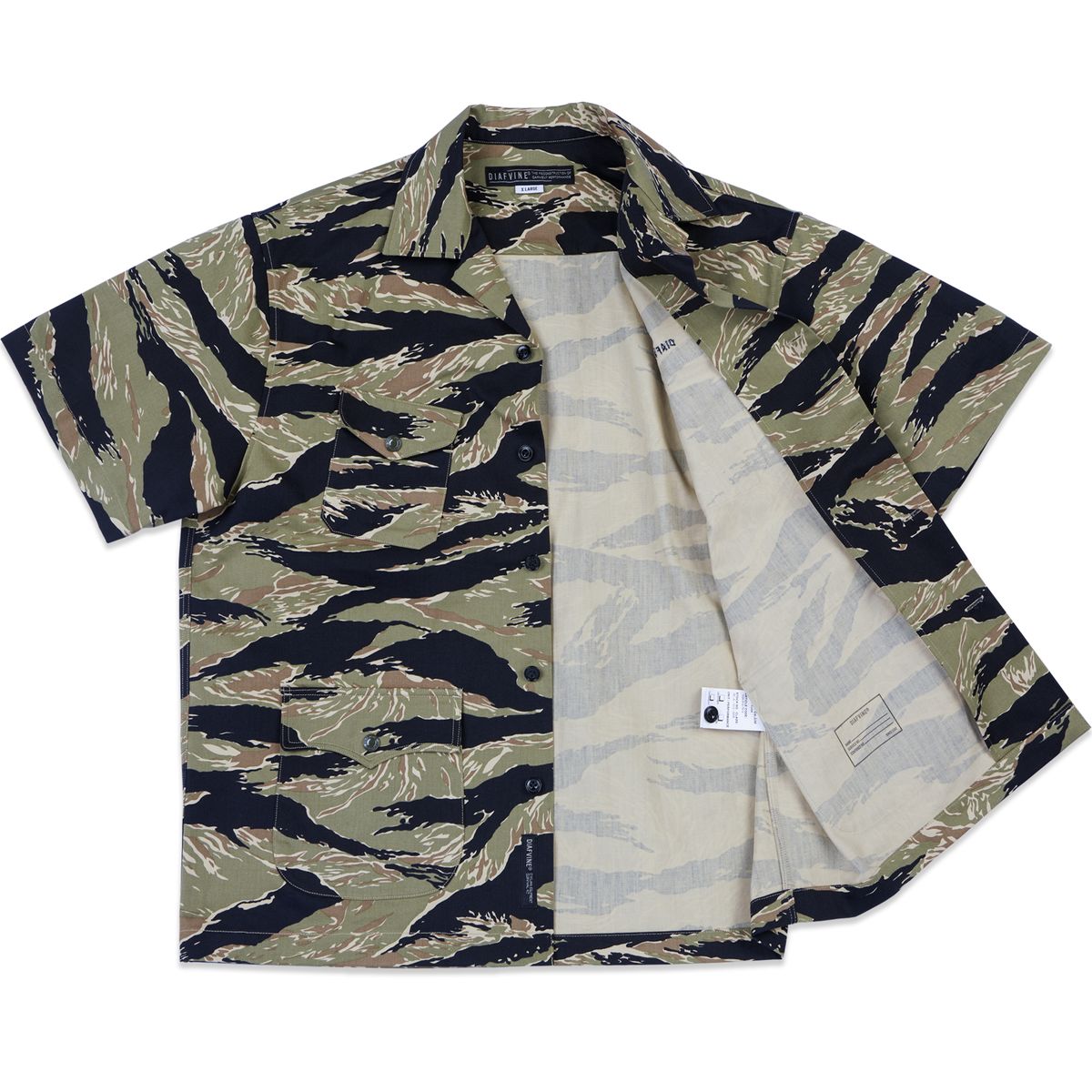 디아프바인(DIAFVINE) DV.LOT 685 Multi Pocket Shirt -Tiger Stripe Camo Green-