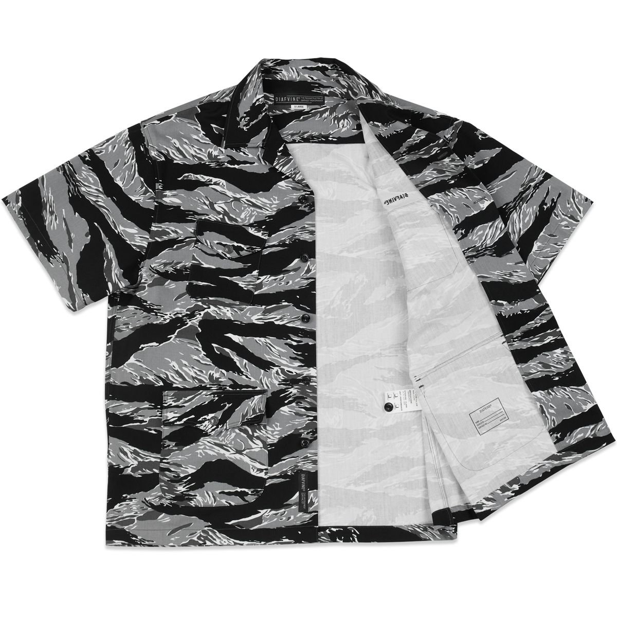 디아프바인(DIAFVINE) DV.LOT 685 Multi Pocket Shirt -Tiger Stripe Camo Grey-