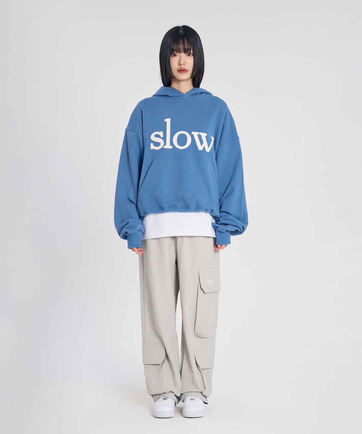 슬로우 레코드 하우스(SLOW RECORD HOUSE) 빅 포켓 카고 팬츠_라이트 그레이