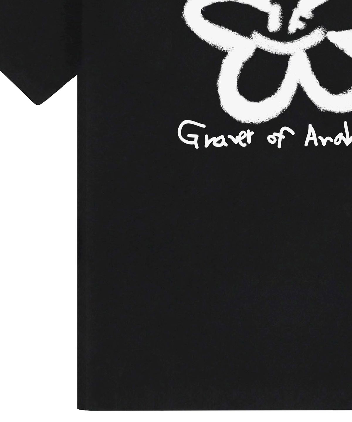 그레이버(GRAVER) [UNISEX]빅 스프레이 플라워스마일 드로잉로고 반팔티_블랙