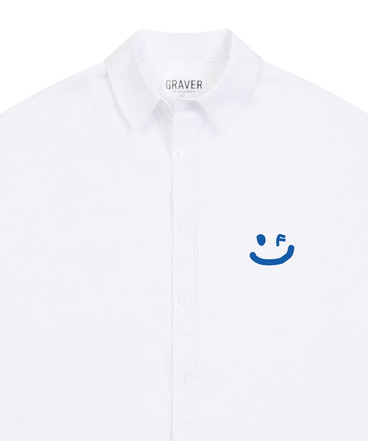 그레이버(GRAVER) [UNISEX]스몰 드로잉스마일 오버핏 반팔셔츠_화이트