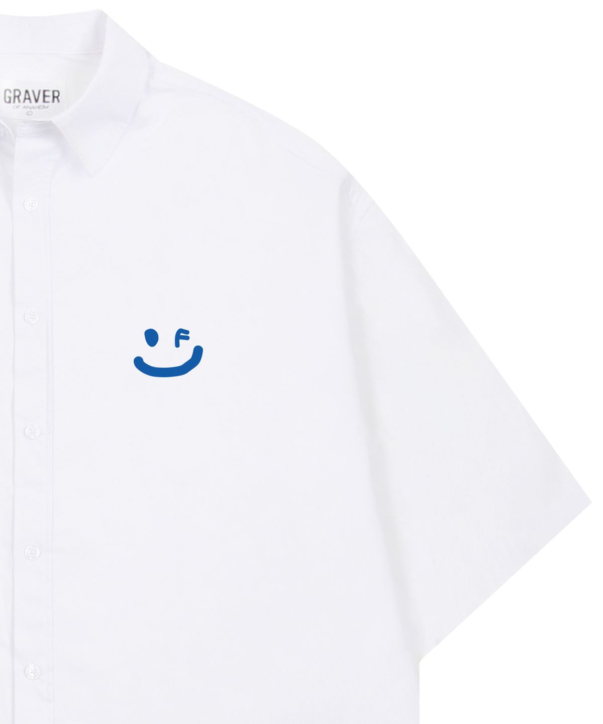 그레이버(GRAVER) [UNISEX]스몰 드로잉스마일 오버핏 반팔셔츠_화이트
