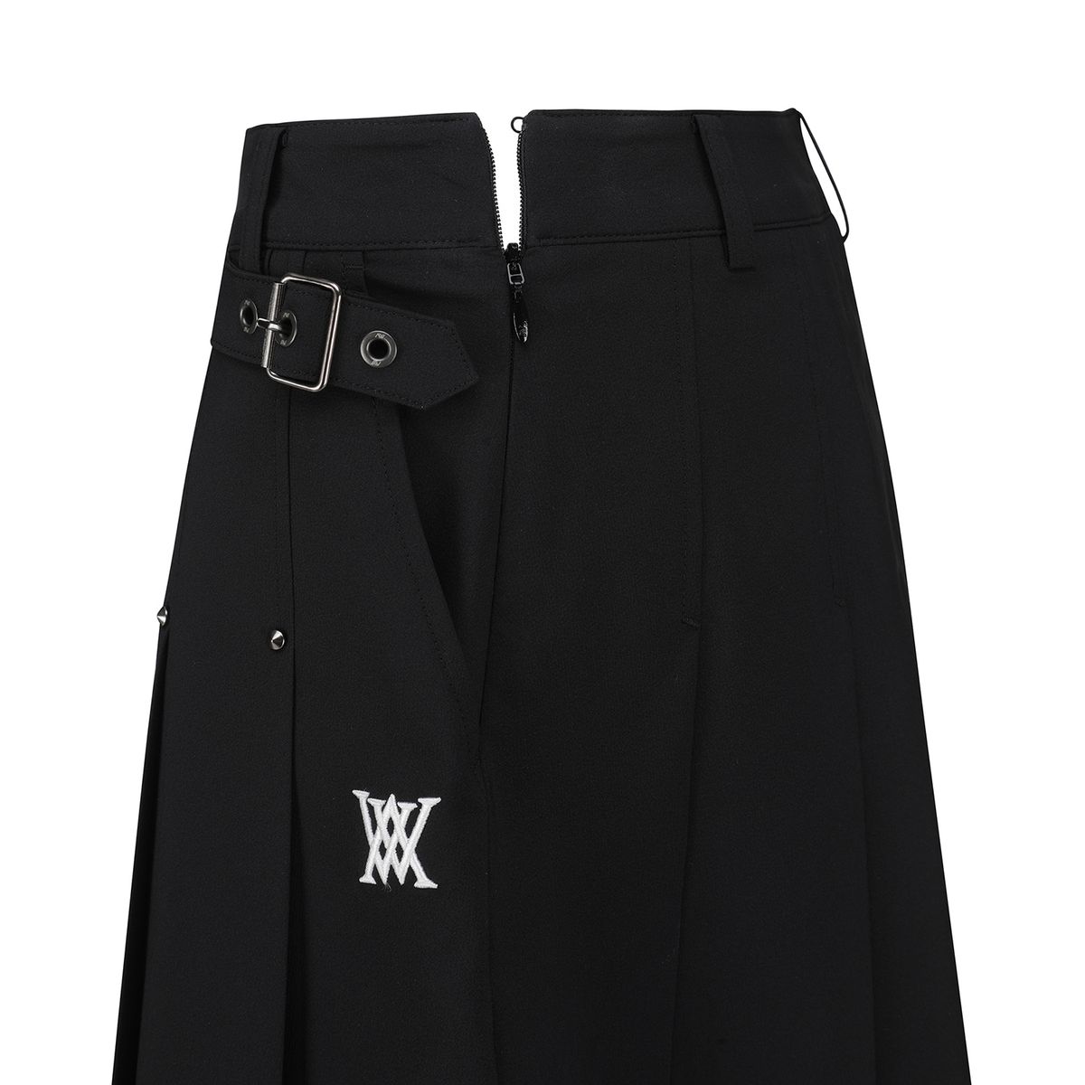 어뉴골프(ANEW GOLF) WOMEN BUCKLE DECORATIOIN PLEATS SKIRT_BK
