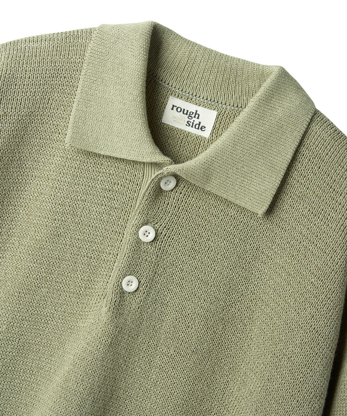 러프사이드(ROUGHSIDE) Collar Half Knit Light Olive