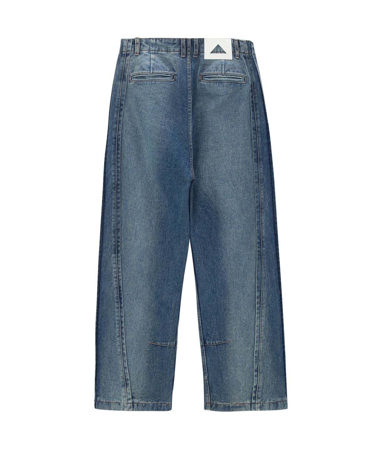 언지미크(UNGIMMICK) BRUSHED PIPED WIDE DENIM PANTS (BLUE)