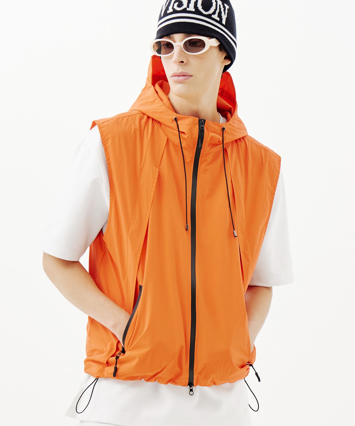트릴리온(TRILLION) 디비전 나일론 후드 집업 베스트 (ORANGE)