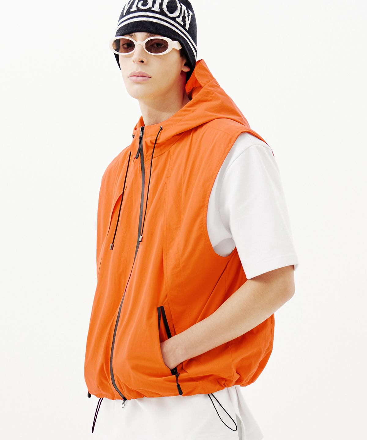 트릴리온(TRILLION) 디비전 나일론 후드 집업 베스트 (ORANGE)